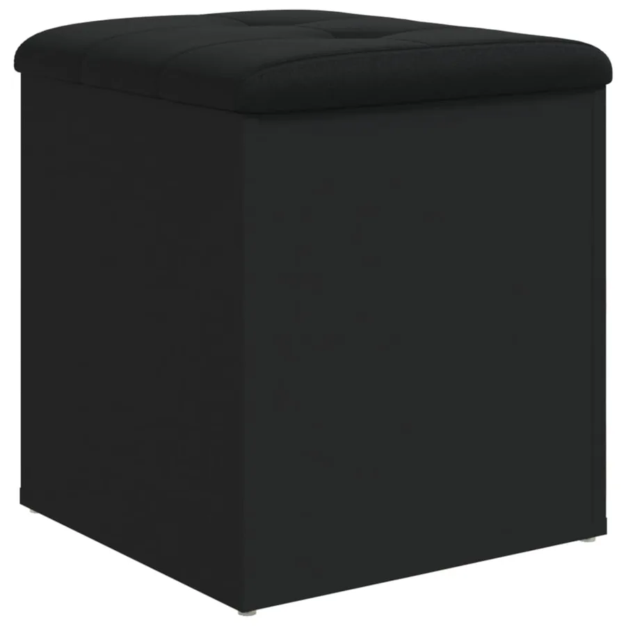 Banc de rangement noir 42x42x45 cm bois d'ingénierie - 2