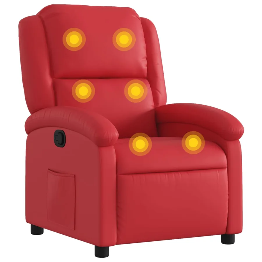 Fauteuil de massage inclinable rouge similicuir - 2