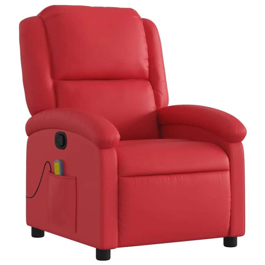 Fauteuil de massage inclinable rouge similicuir - 3