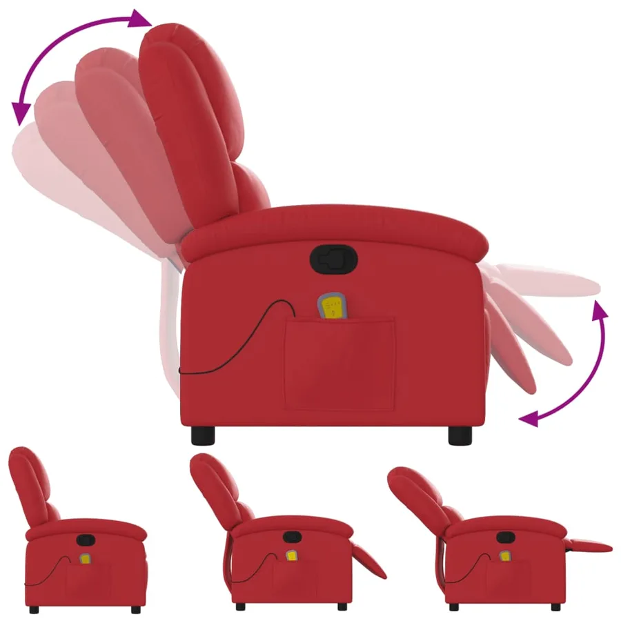 Fauteuil de massage inclinable rouge similicuir - 7