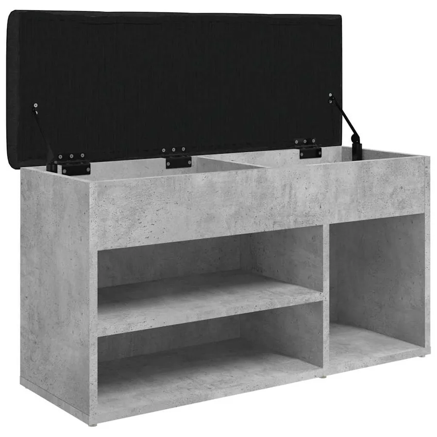Banc à chaussures gris béton 82x32x45,5 cm bois d'ingénierie - 5