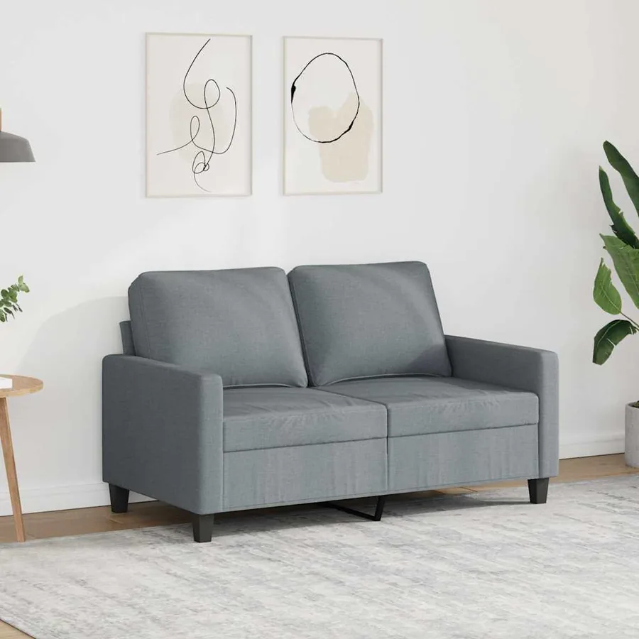 Canapé à 2 places Gris clair 120 cm Tissu