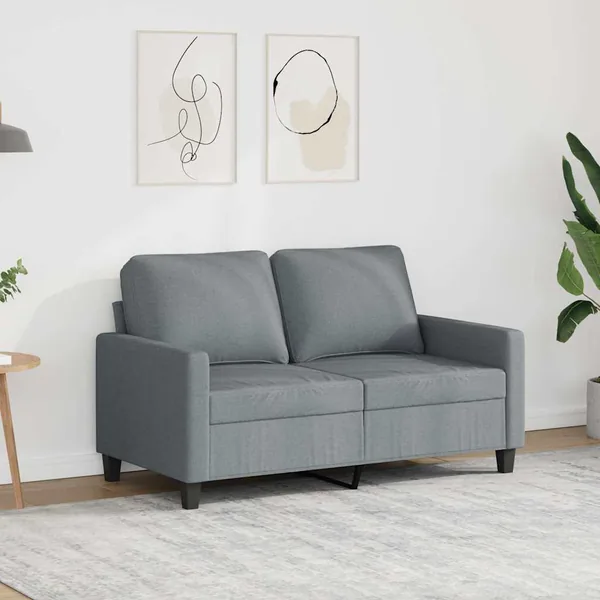 Canapé à 2 places Gris clair 120 cm Tissu