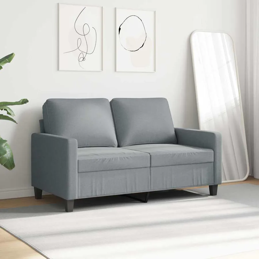 Canapé à 2 places Gris clair 120 cm Tissu - 3
