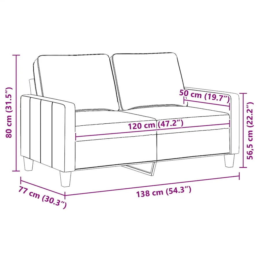Canapé à 2 places Gris clair 120 cm Tissu - 9