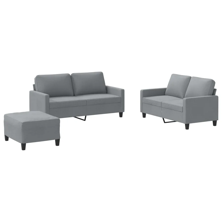 Ensemble de canapés 3 pcs avec coussins Gris clair Tissu - 2