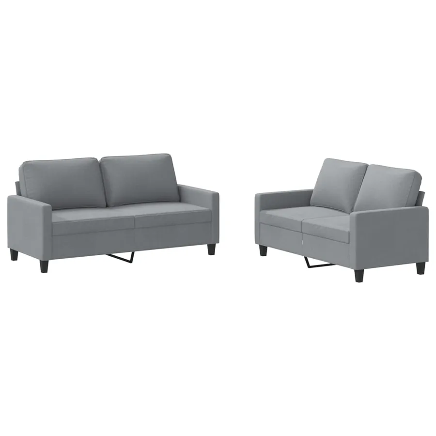 Ensemble de canapés 2 pcs avec coussins Gris clair Tissu - 2