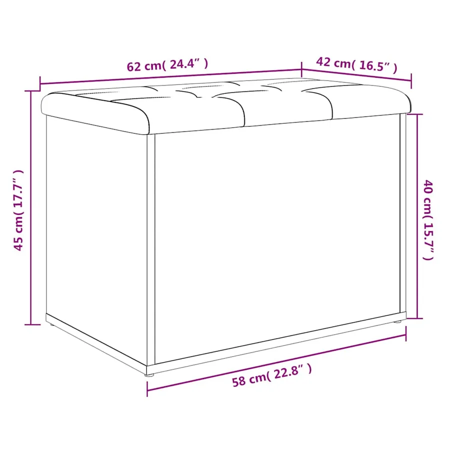 Banc de rangement gris béton 62x42x45 cm bois d'ingénierie - 9