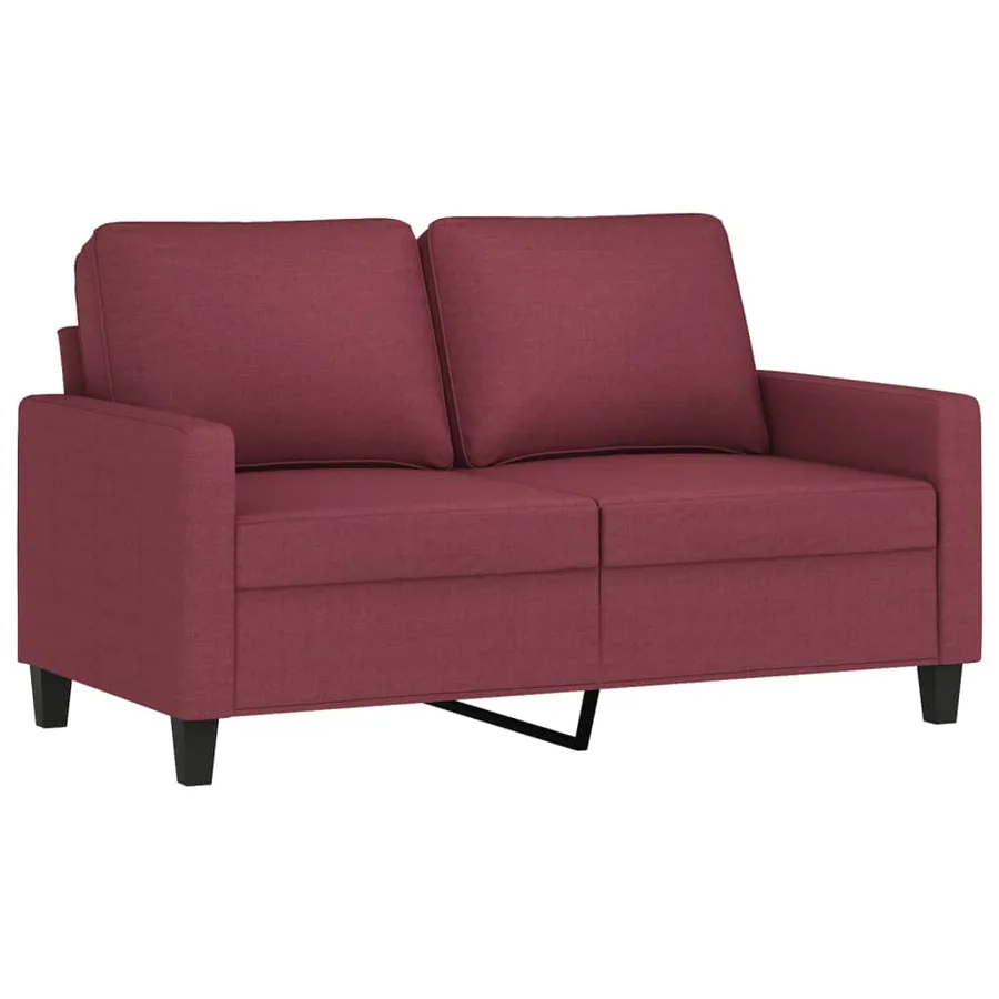 Ensemble de canapés 2 pcs avec coussins Rouge bordeaux Tissu - 3