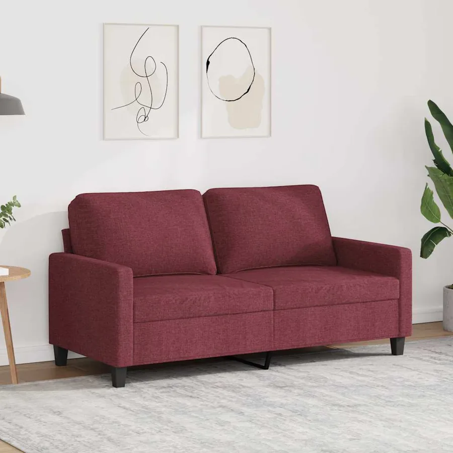 Canapé à 2 places Rouge bordeaux 140 cm Tissu