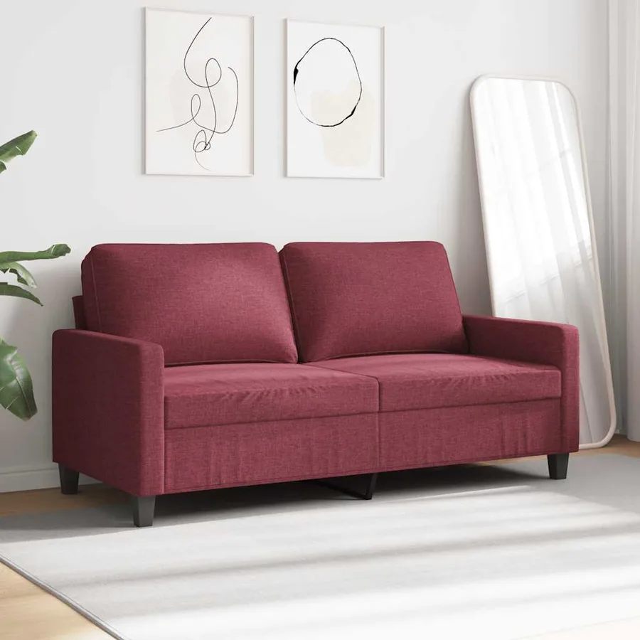 Canapé à 2 places Rouge bordeaux 140 cm Tissu - 3