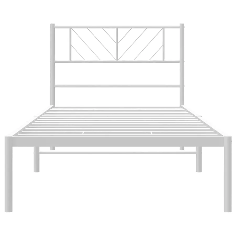 Cadre de lit métal sans matelas et tête de lit blanc 100x190 cm - 6