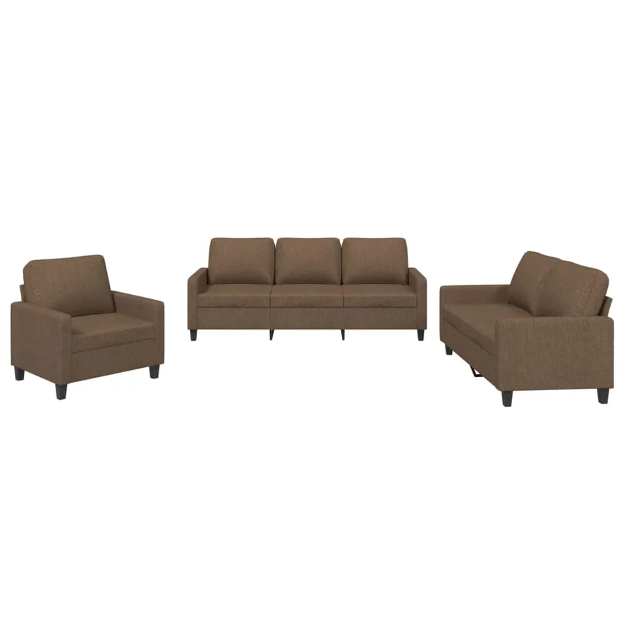Ensemble de canapés 3 pcs avec coussins Marron Tissu - 2