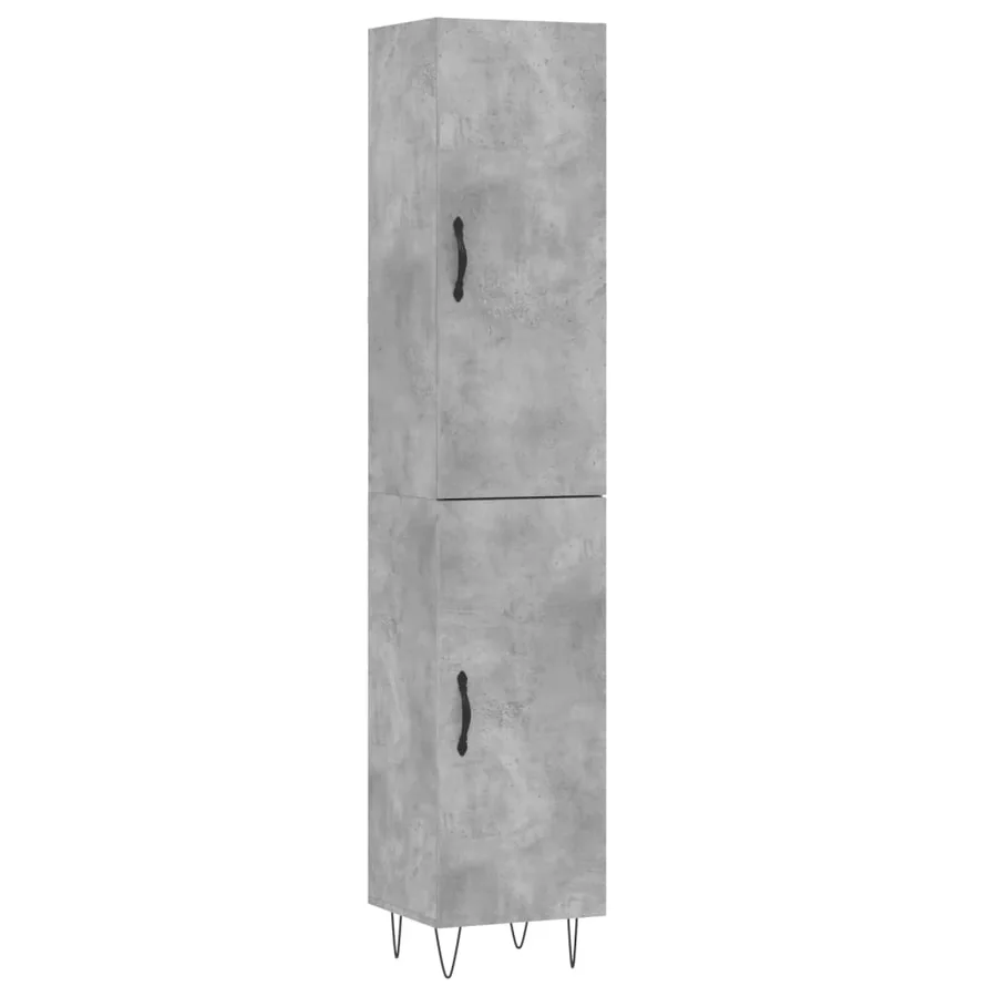Buffet haut Gris béton 34,5x34x180 cm Bois d'ingénierie - 2