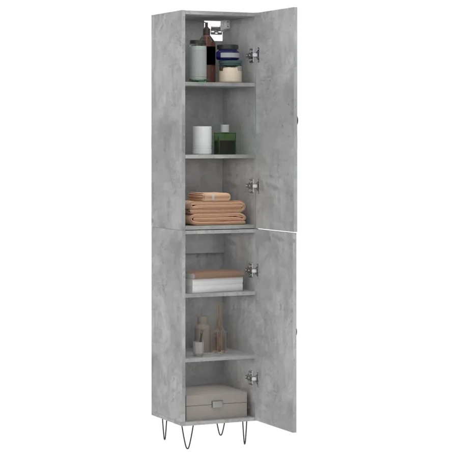 Buffet haut Gris béton 34,5x34x180 cm Bois d'ingénierie - 3