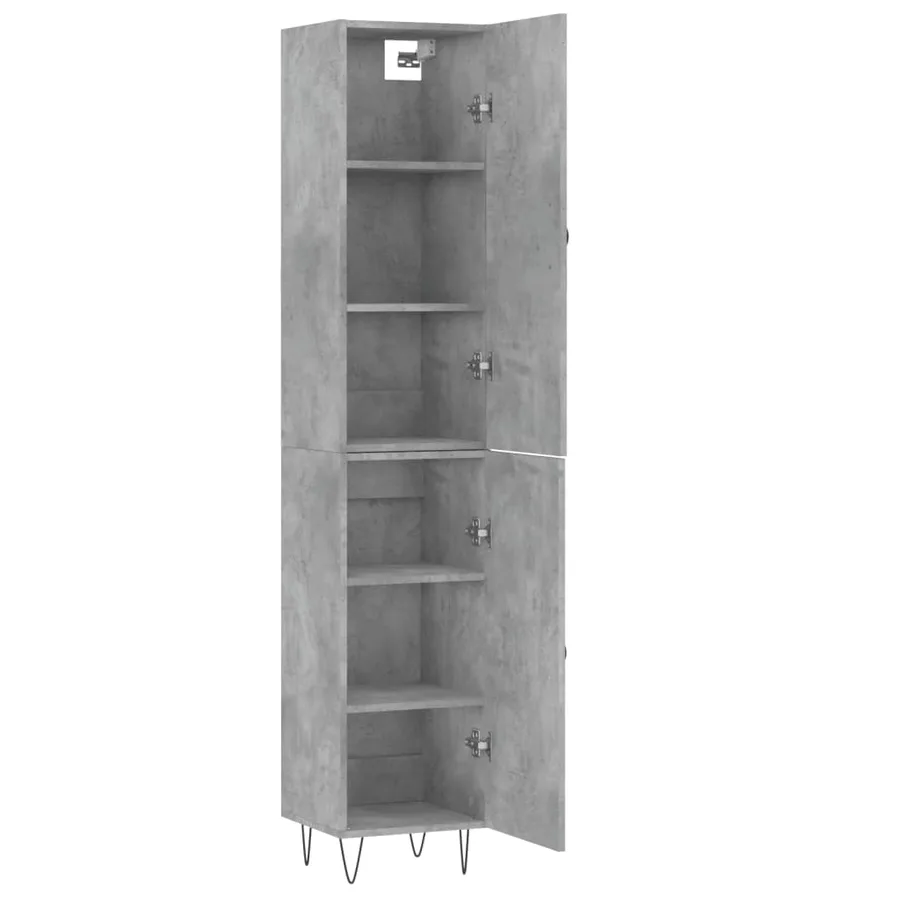 Buffet haut Gris béton 34,5x34x180 cm Bois d'ingénierie - 4