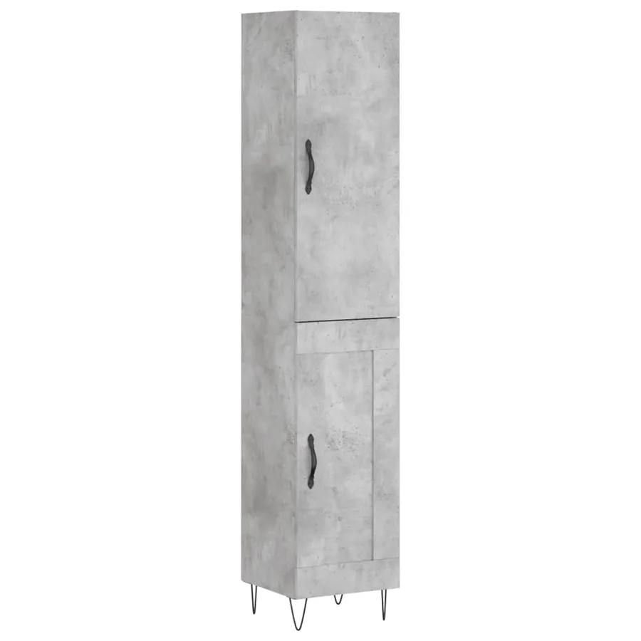 Buffet haut Gris béton 34,5x34x180 cm Bois d'ingénierie - 2