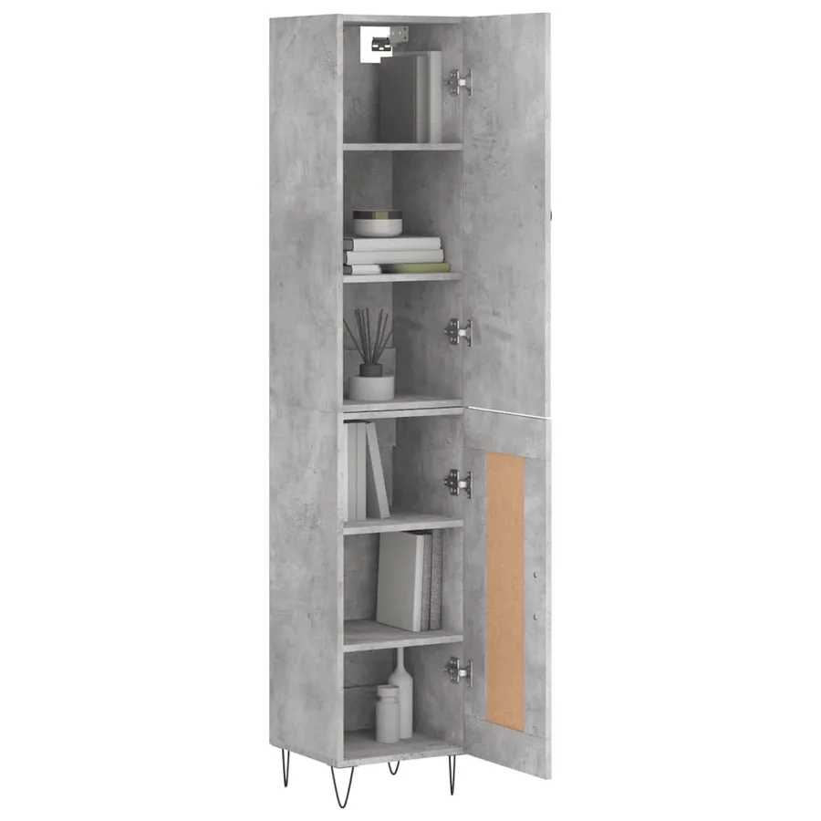 Buffet haut Gris béton 34,5x34x180 cm Bois d'ingénierie - 3