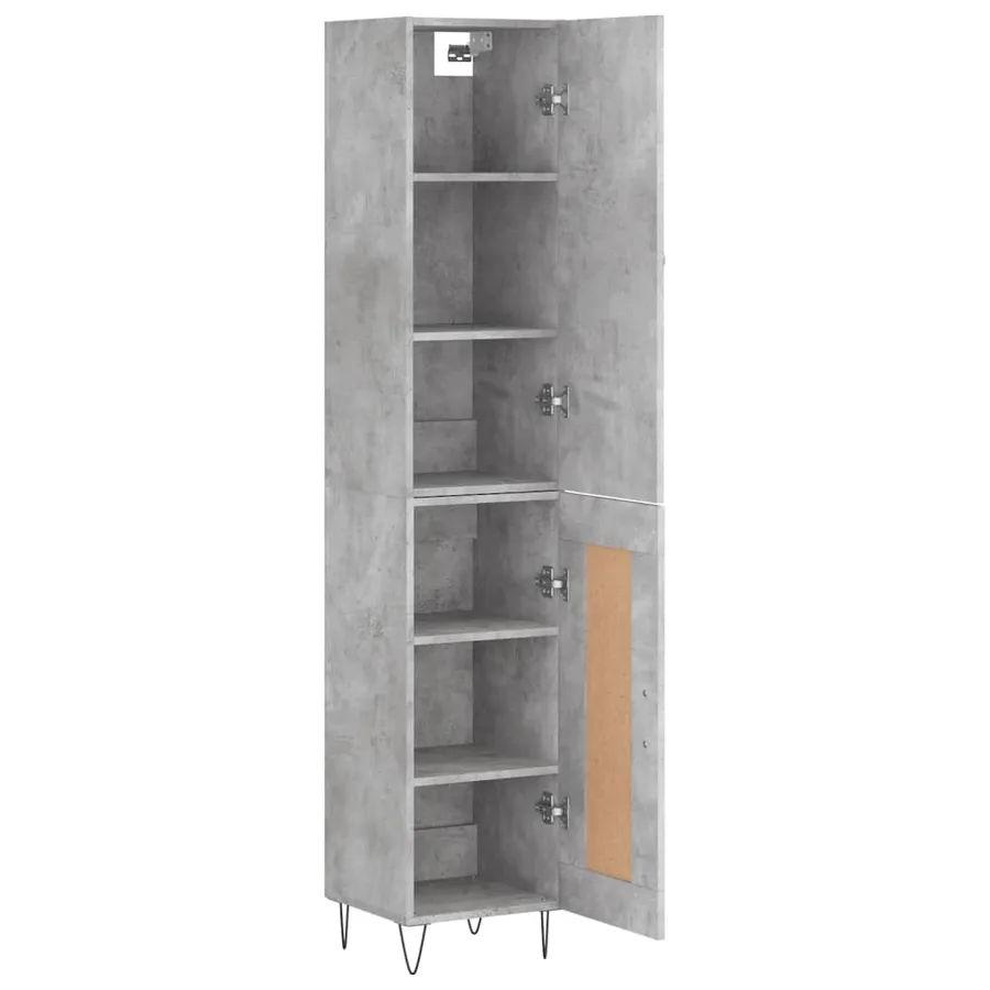 Buffet haut Gris béton 34,5x34x180 cm Bois d'ingénierie - 4