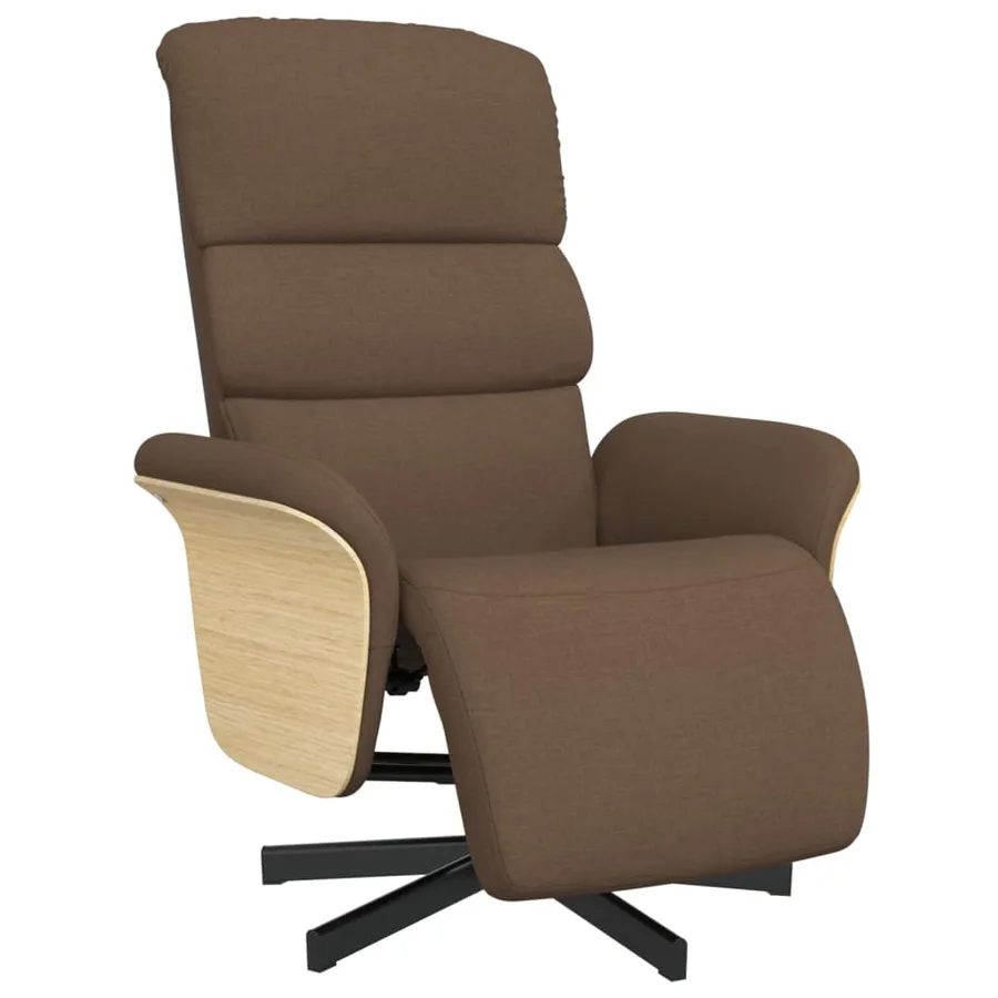Fauteuil inclinable avec repose-pieds marron tissu - 2