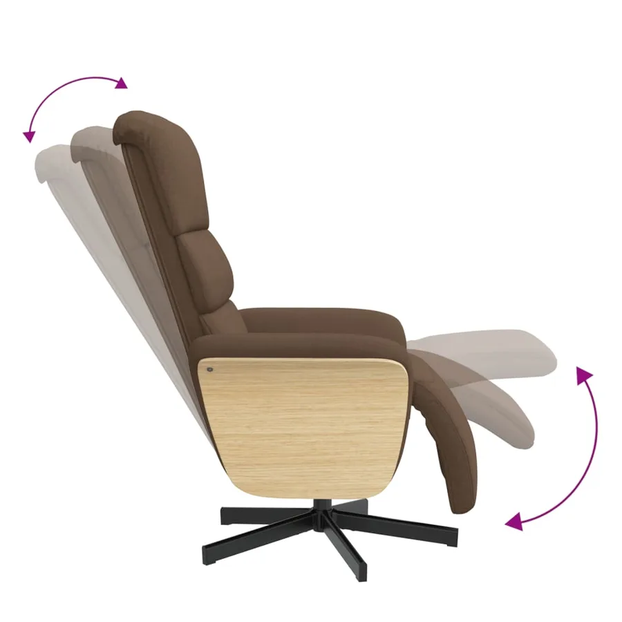 Fauteuil inclinable avec repose-pieds marron tissu - 7