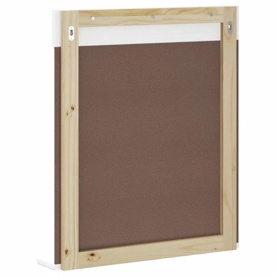 Miroir de salle de bain avec étagère BERG blanc bois massif - 4