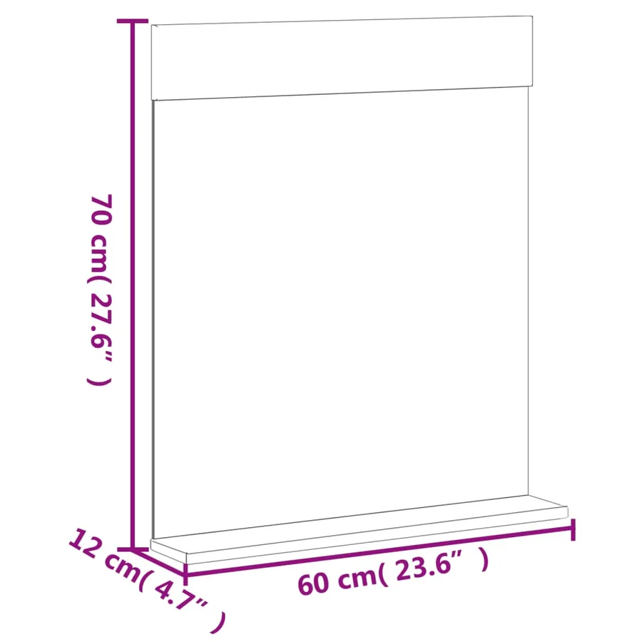 Miroir de salle de bain avec étagère BERG blanc bois massif - 6