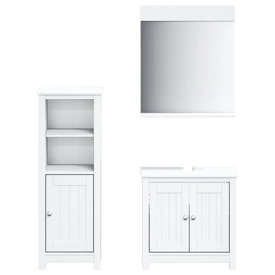Meubles de salle de bain 3 pcs BERG blanc bois de pin massif - 2