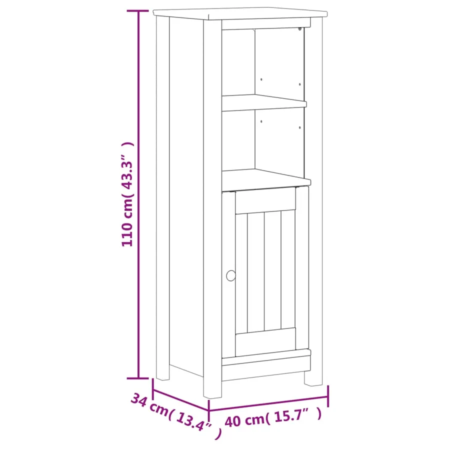 Meubles de salle de bain 3 pcs BERG blanc bois de pin massif - 9