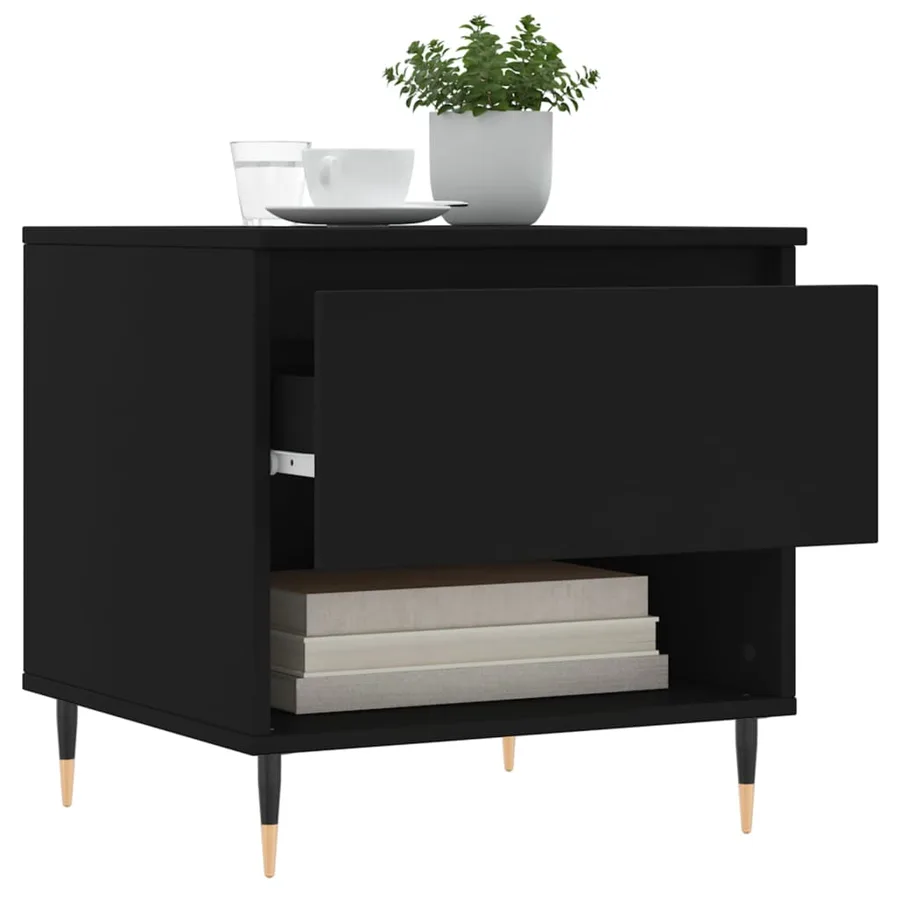 Table basse noir 50x46x50 cm bois d’ingénierie - 4