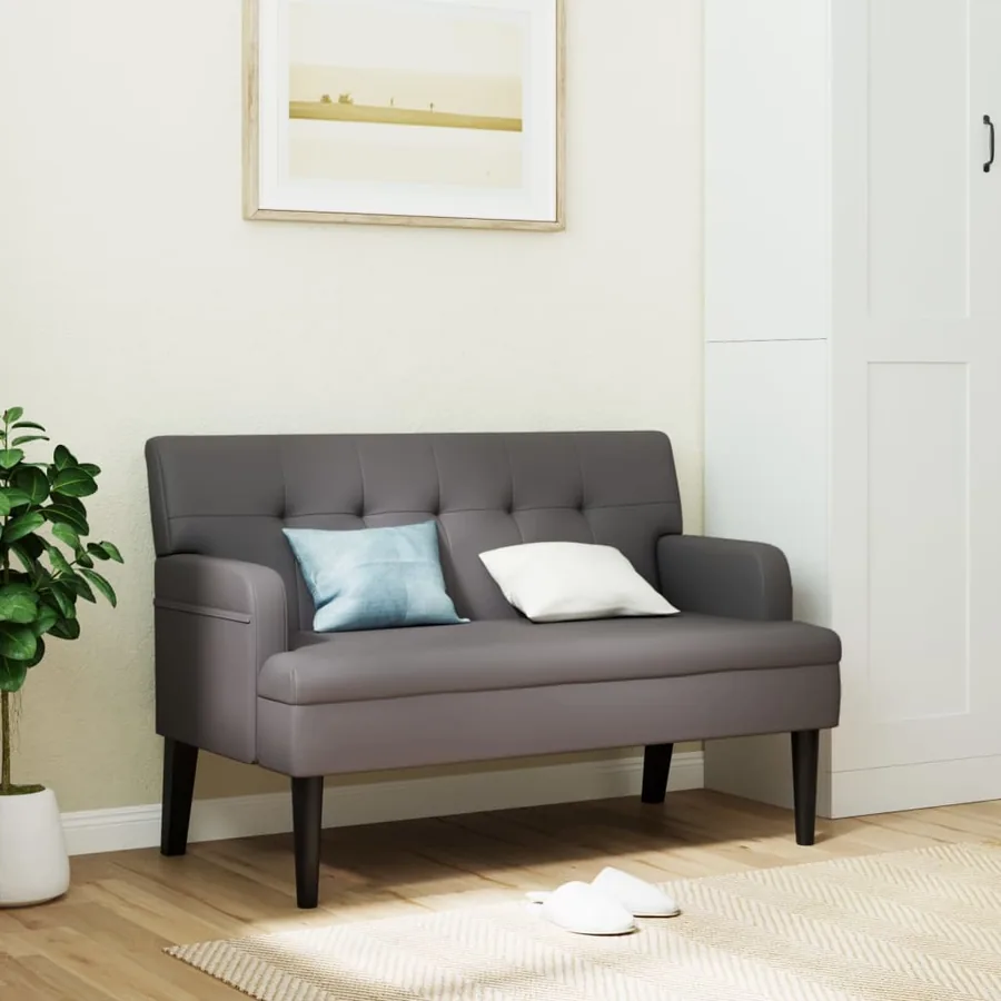 Banc avec dossier gris 112x65,5x75 cm similicuir