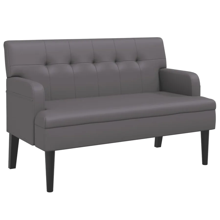 Banc avec dossier gris 112x65,5x75 cm similicuir - 2