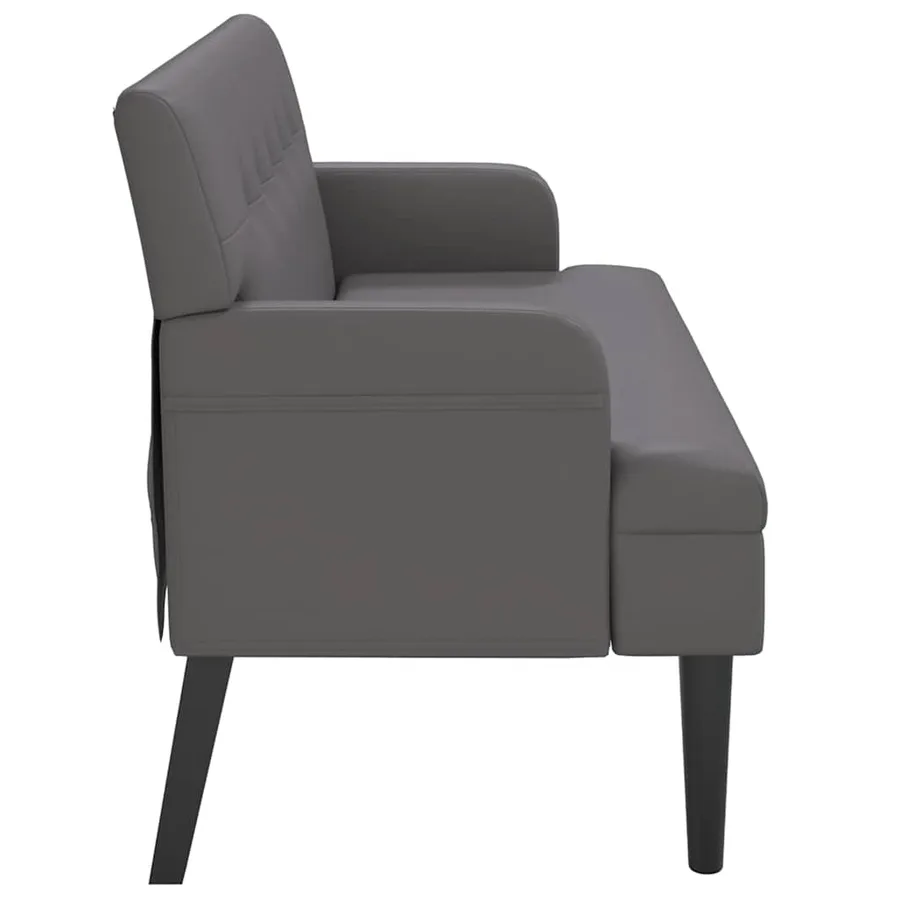 Banc avec dossier gris 112x65,5x75 cm similicuir - 4