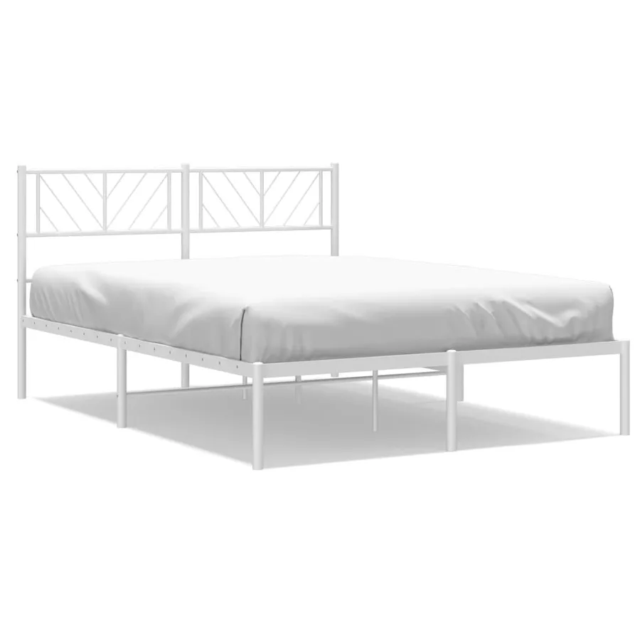 Cadre de lit métal sans matelas et tête de lit blanc 140x200 cm - 2