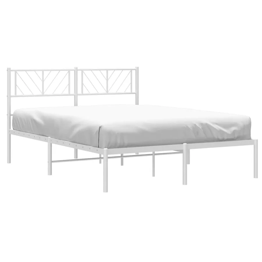Cadre de lit métal sans matelas et tête de lit blanc 140x200 cm - 3