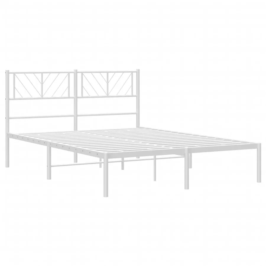 Cadre de lit métal sans matelas et tête de lit blanc 140x200 cm - 4
