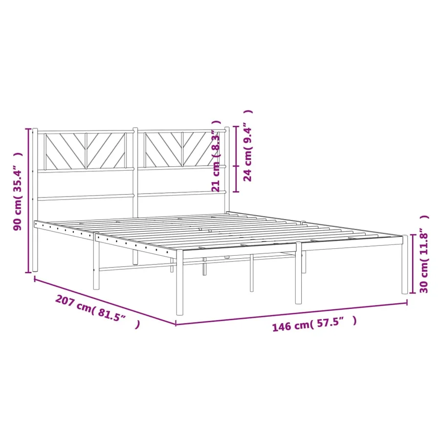Cadre de lit métal sans matelas et tête de lit blanc 140x200 cm - 9