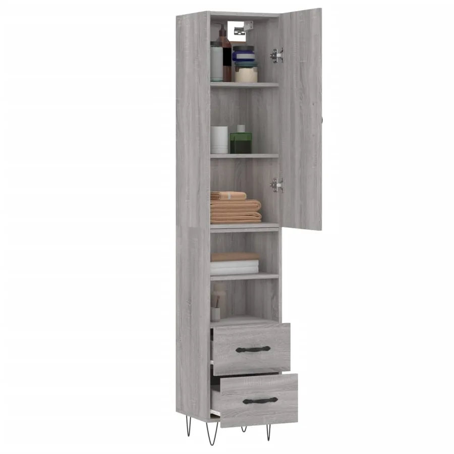Buffet haut Sonoma gris 34,5x34x180 cm Bois d'ingénierie - 3