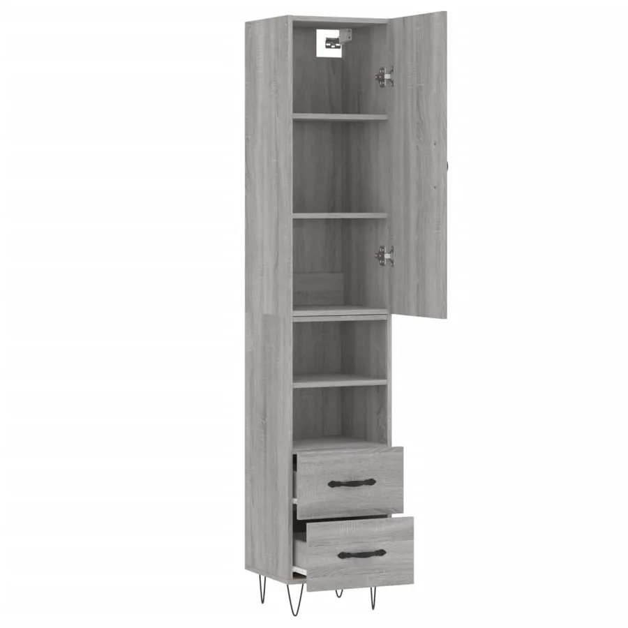 Buffet haut Sonoma gris 34,5x34x180 cm Bois d'ingénierie - 4