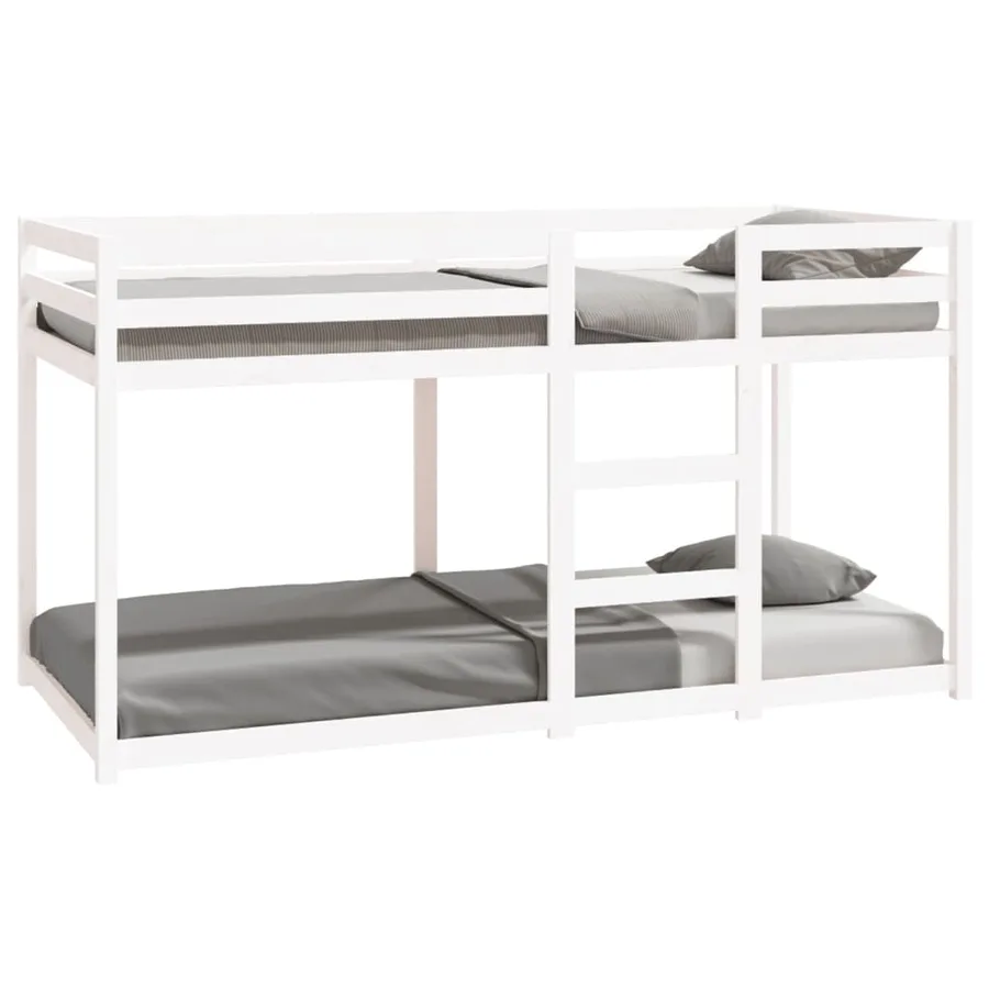 Lit superposé sans matelas blanc 90x200 cm bois de pin massif - 2