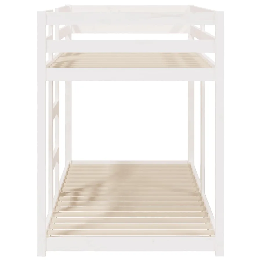 Lit superposé sans matelas blanc 90x200 cm bois de pin massif - 6