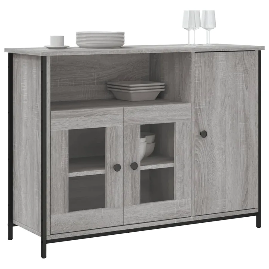Buffet sonoma gris 100x35x75 cm bois d'ingénierie - 3