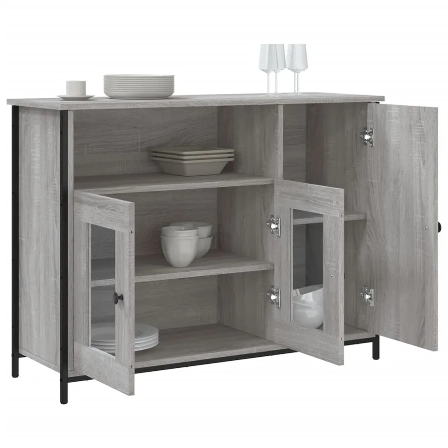 Buffet sonoma gris 100x35x75 cm bois d'ingénierie - 4
