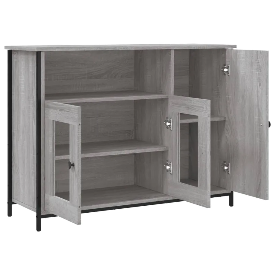 Buffet sonoma gris 100x35x75 cm bois d'ingénierie - 5