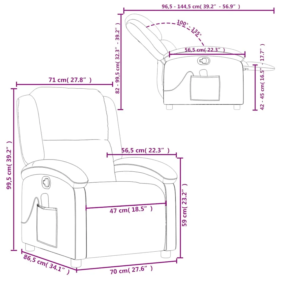 Fauteuil de massage inclinable noir velours - 12