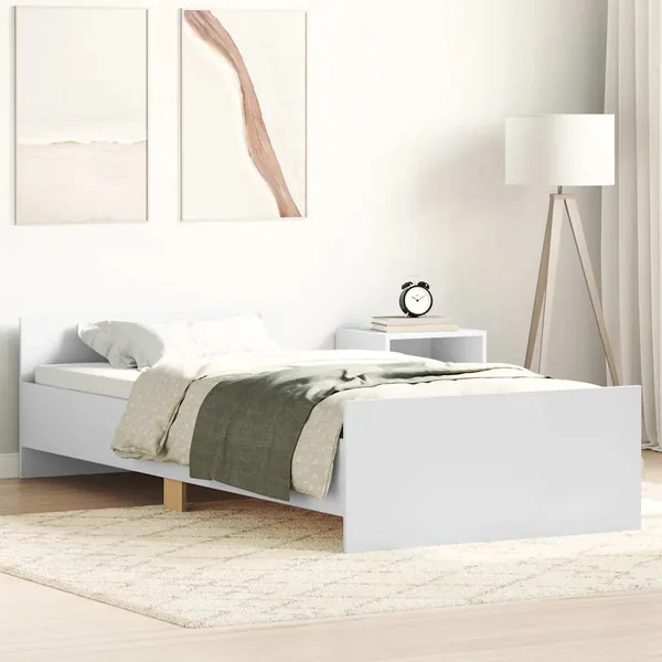 Cadre de lit sans matelas blanc 75x190 cm bois d'ingénierie