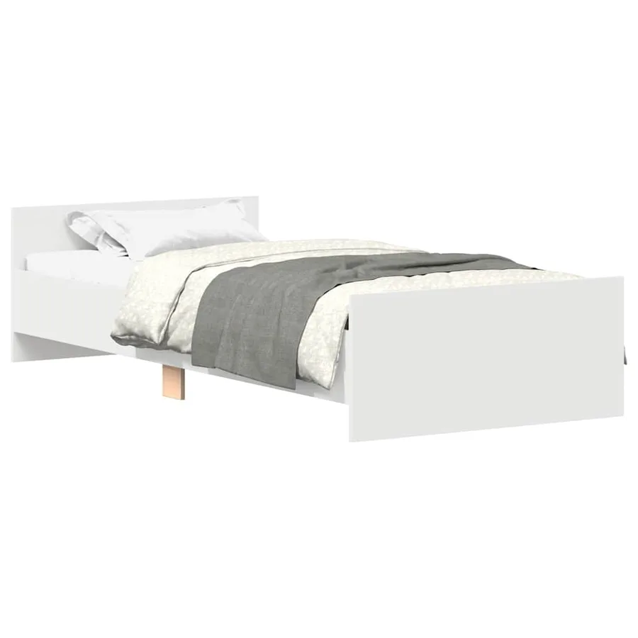 Cadre de lit sans matelas blanc 75x190 cm bois d'ingénierie - 2