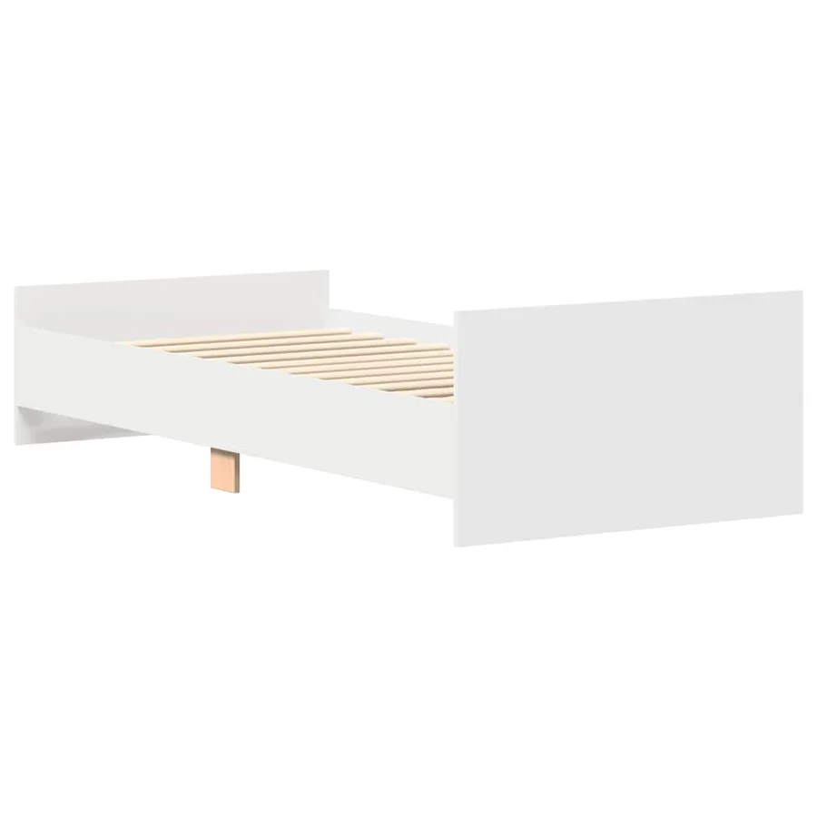 Cadre de lit sans matelas blanc 75x190 cm bois d'ingénierie - 7
