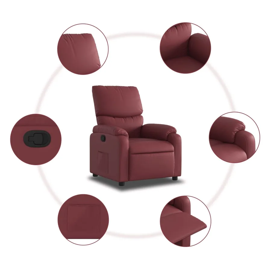 Fauteuil inclinable Rouge bordeaux Similicuir - 7