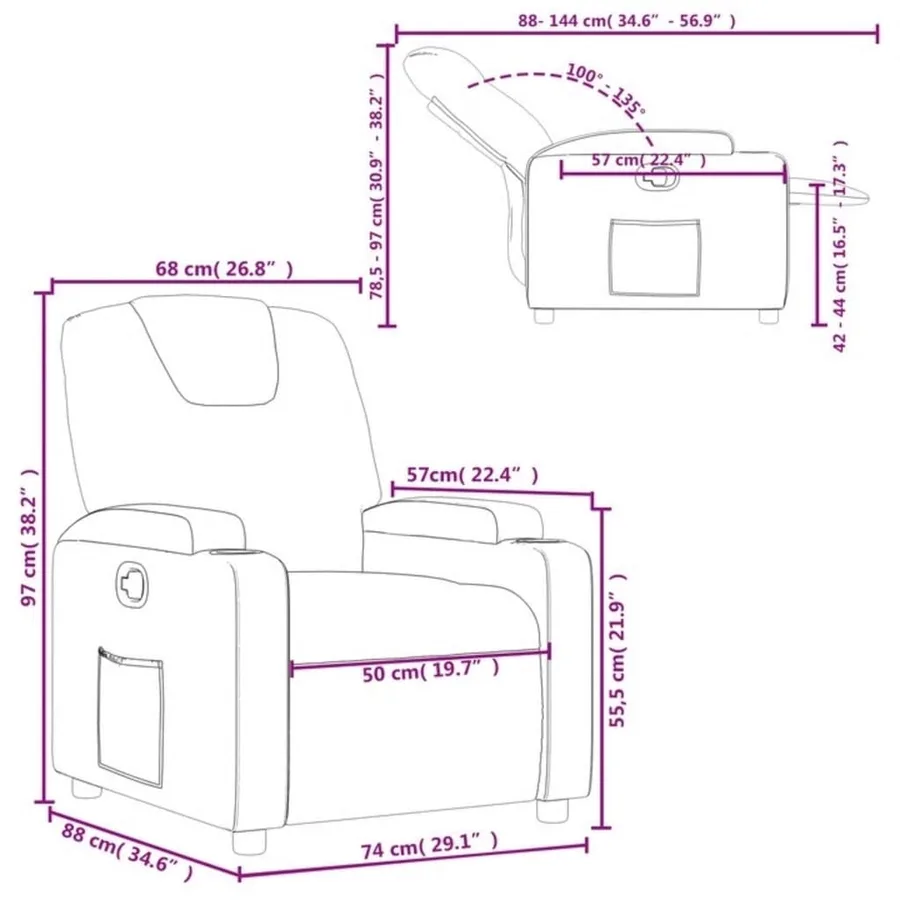 Fauteuil inclinable Noir Tissu - 11